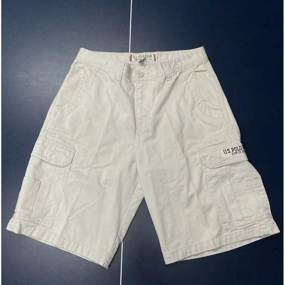 Vintage Y2K Baggy Tan US Polo Assn Cargo Carpenter Shorts Size 30